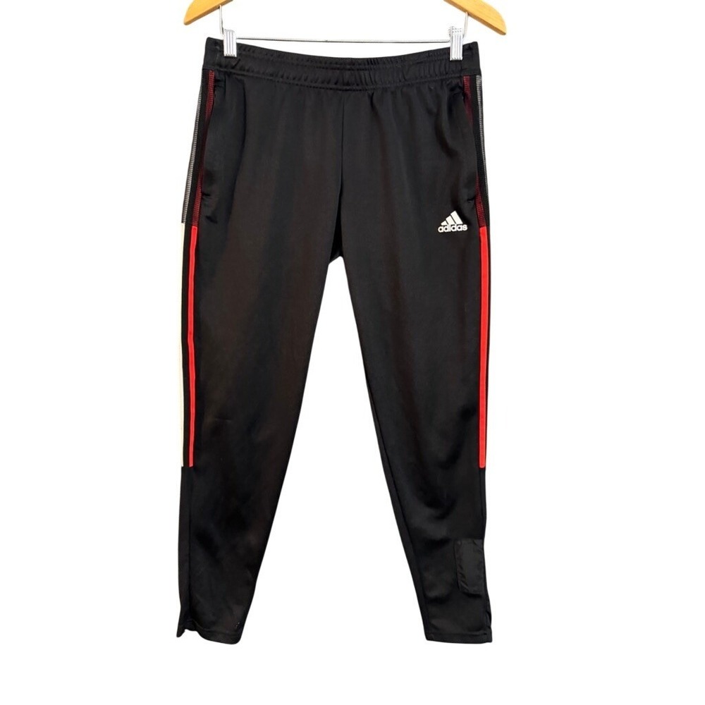 Adidas Primegreen Soccer Training Pants Women Medium Black Red Stripe Joggers